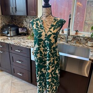 Green Leaf Print Women's Dress